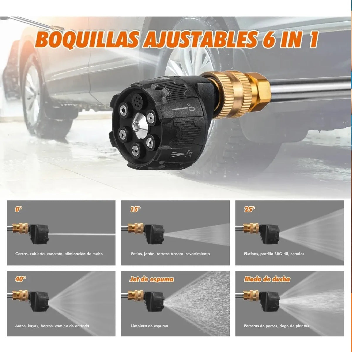 Hidrolavadora Doble Batería con Boquilla 6 Chorros